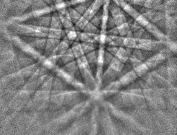 Example EBSP from a steel sample collected at 10 kV accelerating voltage