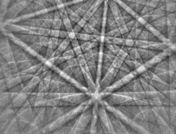 Example EBSP from a steel sample collected at 20 kV accelerating voltage