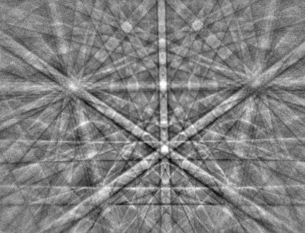 EBSD pattern collected from a Silicon sample at 70° sample tilt