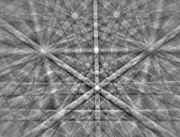EBSD pattern collected from a Silicon sample at 70° sample tilt EBSD pattern collected from a Silicon sample at 70° sample tilt