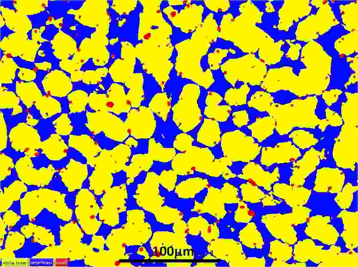 EBSD phase map from a leaded brass sample