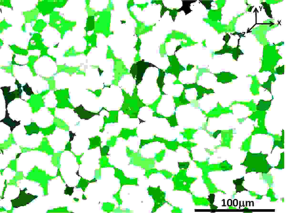 EBSD texture map for the beta phase in a leaded brass sample