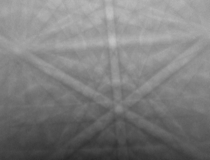 EBSD pattern from Ni collected using variable pressure, at 130 Pa chamber pressure EBSD pattern from Ni collected using variable pressure, at 130 Pa chamber pressure