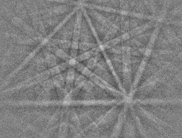 EBSD pattern collected with a 200 pA beam current and 360 ms exposure time