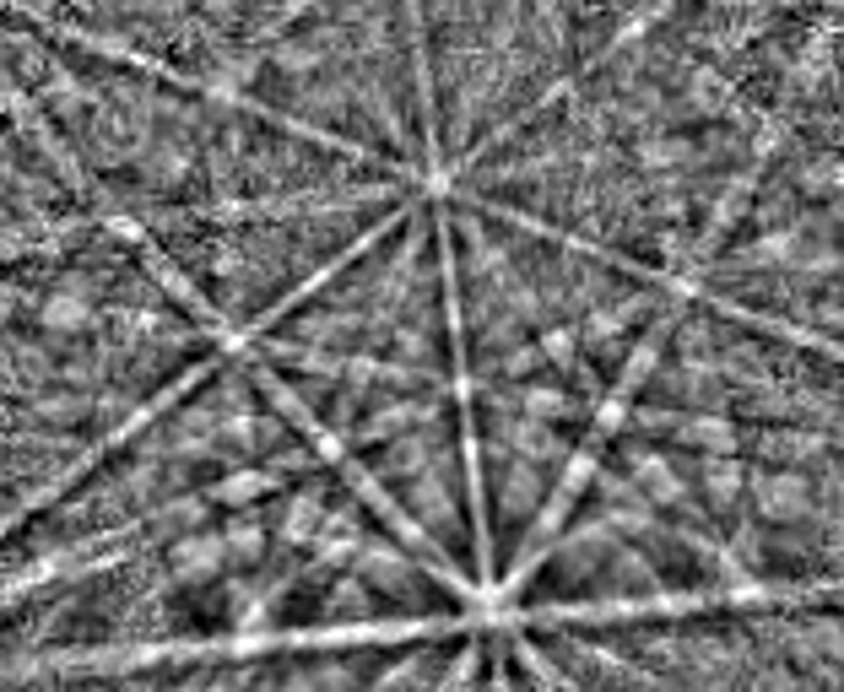 Typical low resolution EBSP from a ferrite grain in a steel sample Typical low resolution EBSP from a ferrite grain in a steel sample