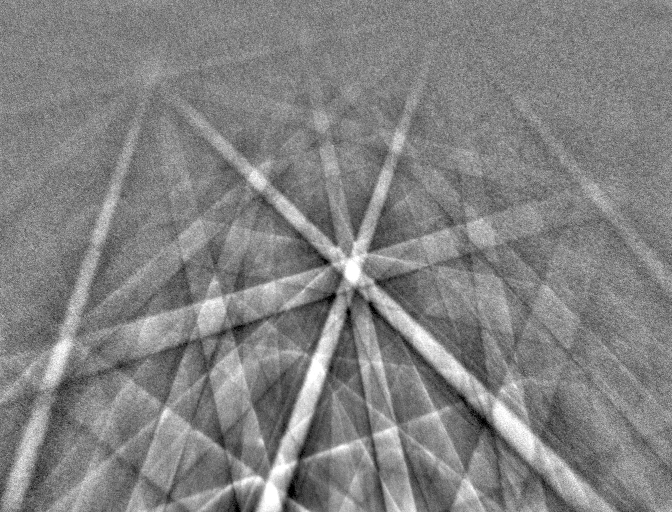 Example transmission Kikuchi diffraction pattern from a nanocrystalline Al sample